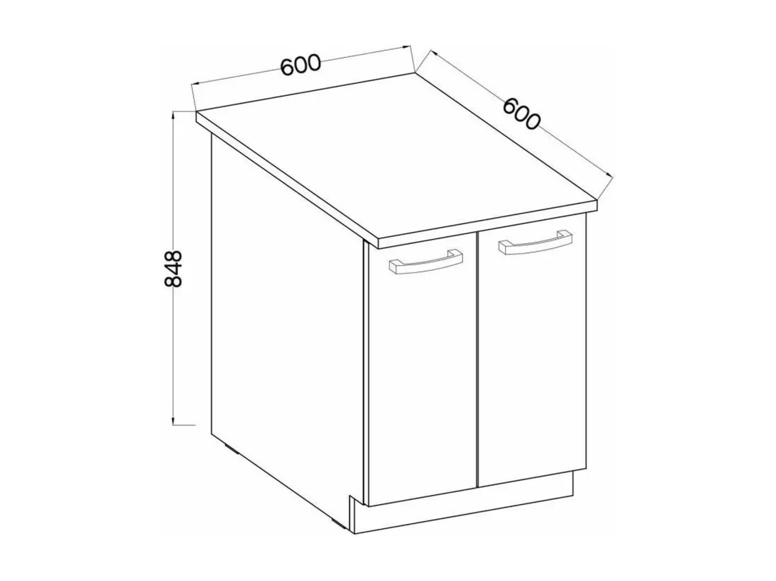 Meuble bas 2 portes battantes - Gris mat - 60 x 51,6 x 85 cm - LASSEN