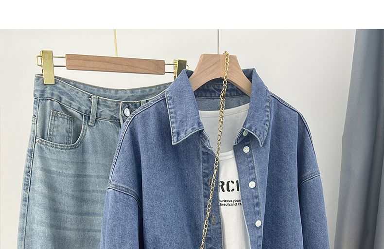 Magimomo - Denim overhemd met lange mouwen