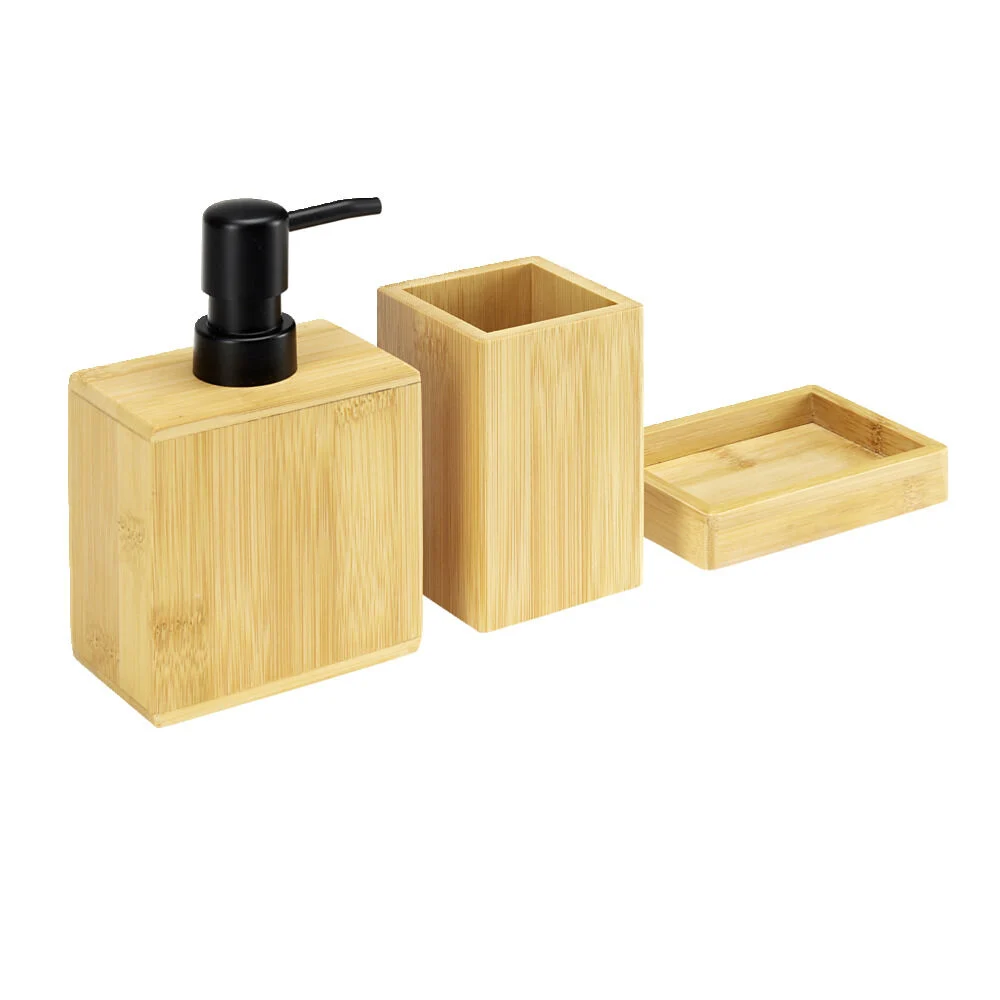 Set de 3 accessoires de salle de bain en bambou