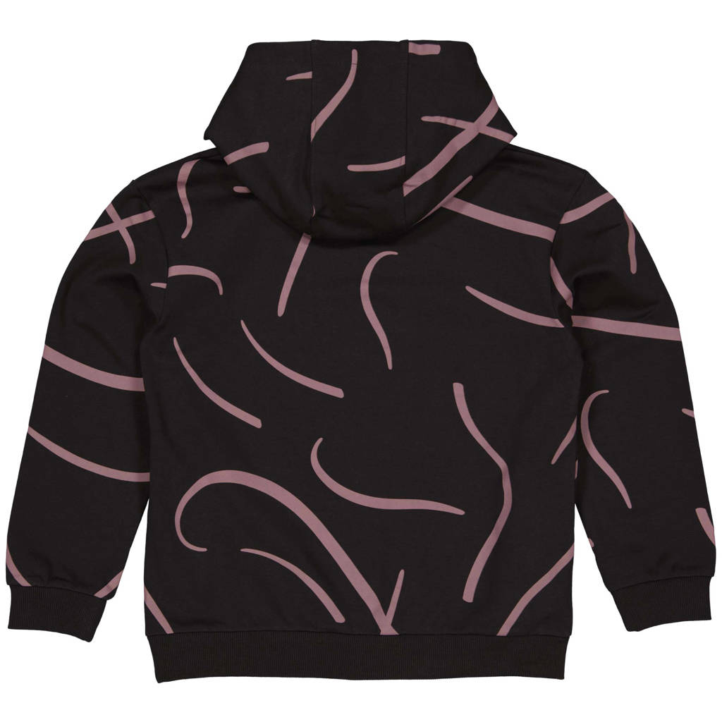 LEVV hoodie met all over print zwart/roze