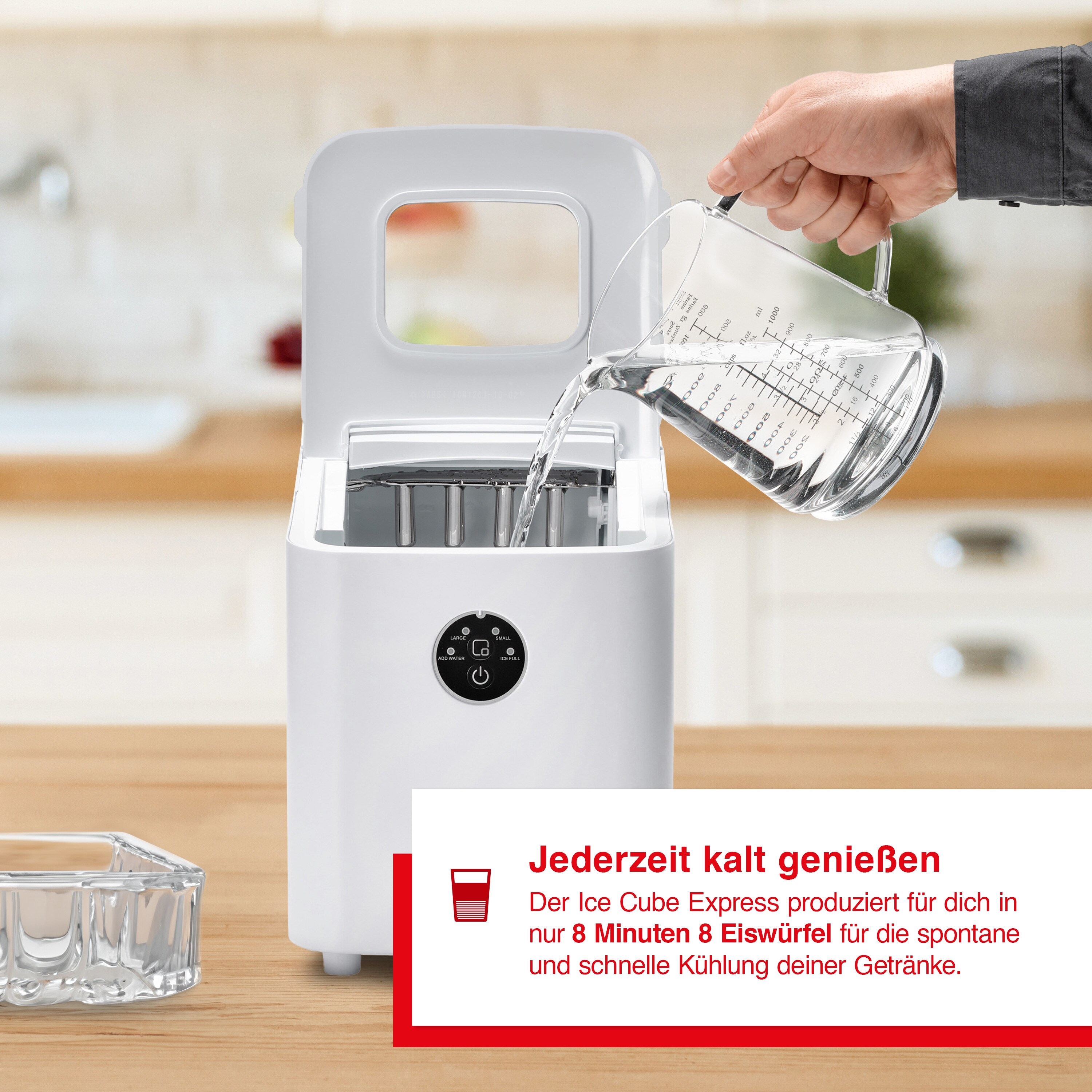 Solis Eiswürfelmaschine, 1L Volumen, 8 Eiswürfel in 10 Minuten
