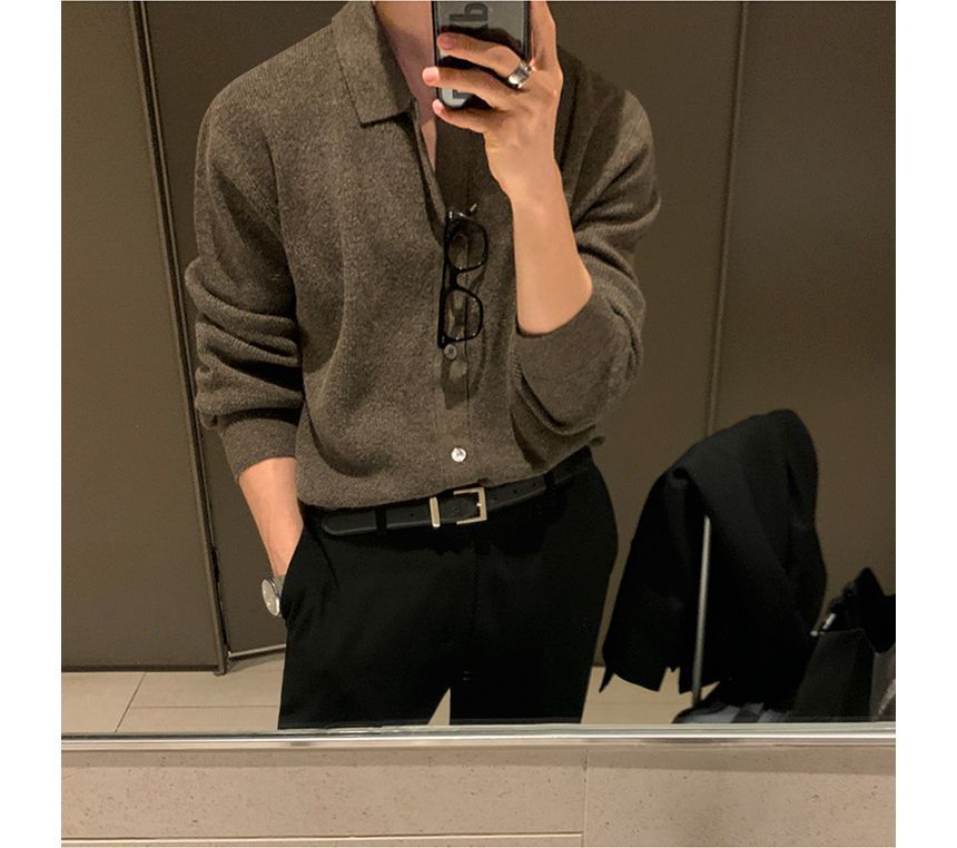 Omozando - Effen gebreide cardigan met lange mouwen