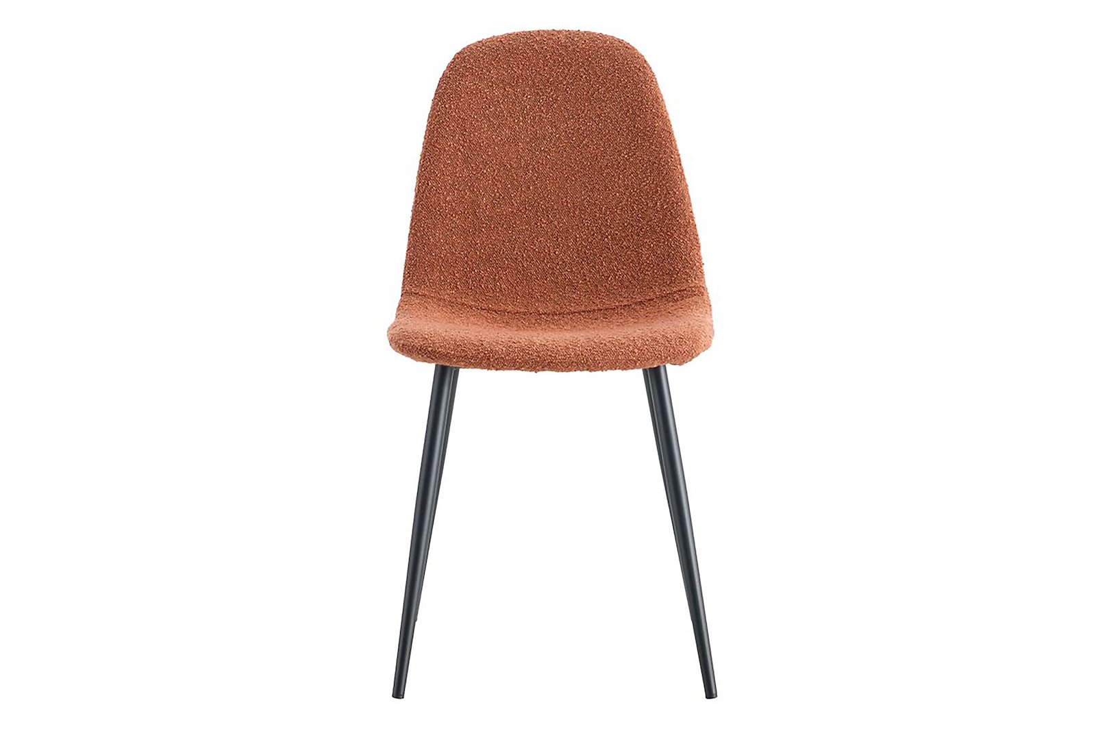 Billie spisestol I tekstil rust bouclé med sortlakkerte metall ben.