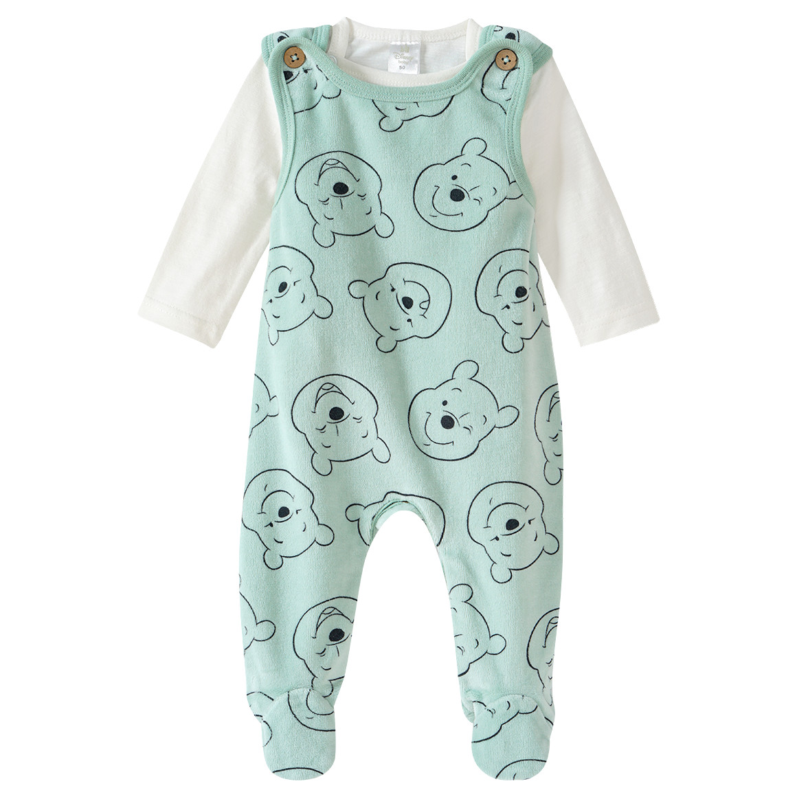 Topomini Winnie Puuh Strampler und Langarmbody im Set mint / weiss