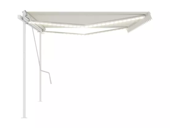Auvent manuel rétractable avec LED 5x3 m Crème
