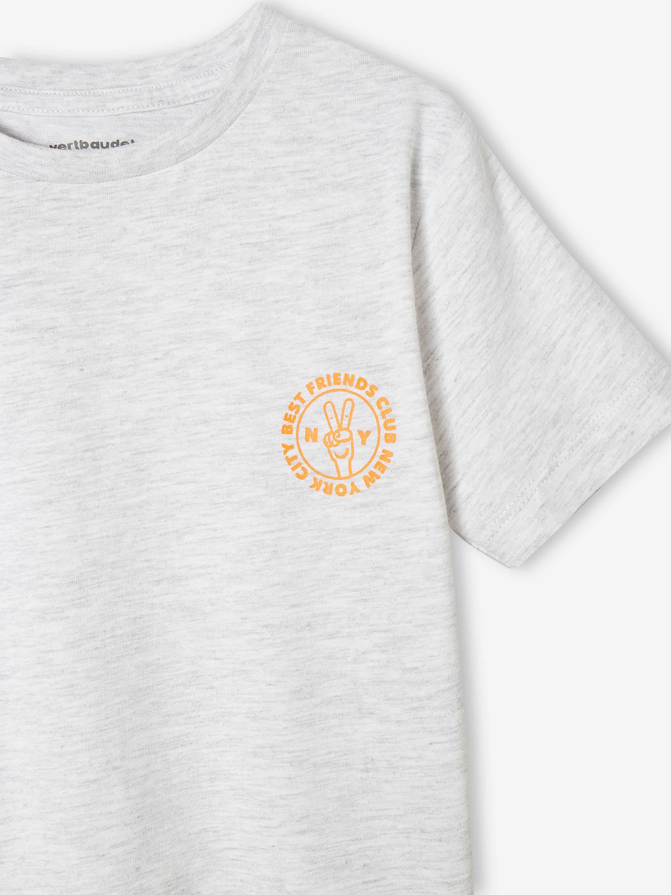Conjunto com 3 camisetas de manga curta sortidas para meninos, na cor amarela.