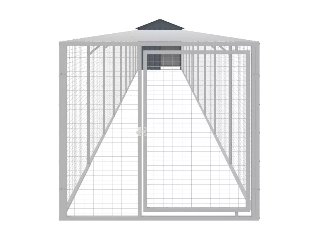 Poulailler avec cour anthracite 117x1017x123 cm acier galvanisé