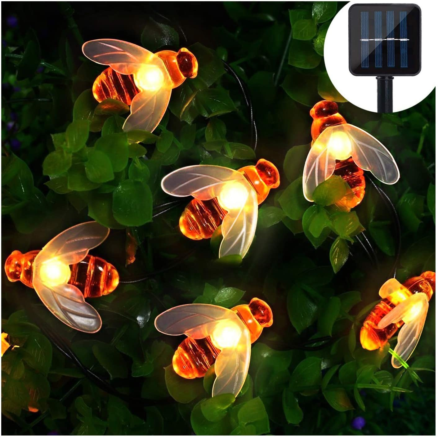 (6.5m) 30 LED's Deko Solar Lichterkette Bienen Outdoor Beleuchtung IP44 - Warmweiss