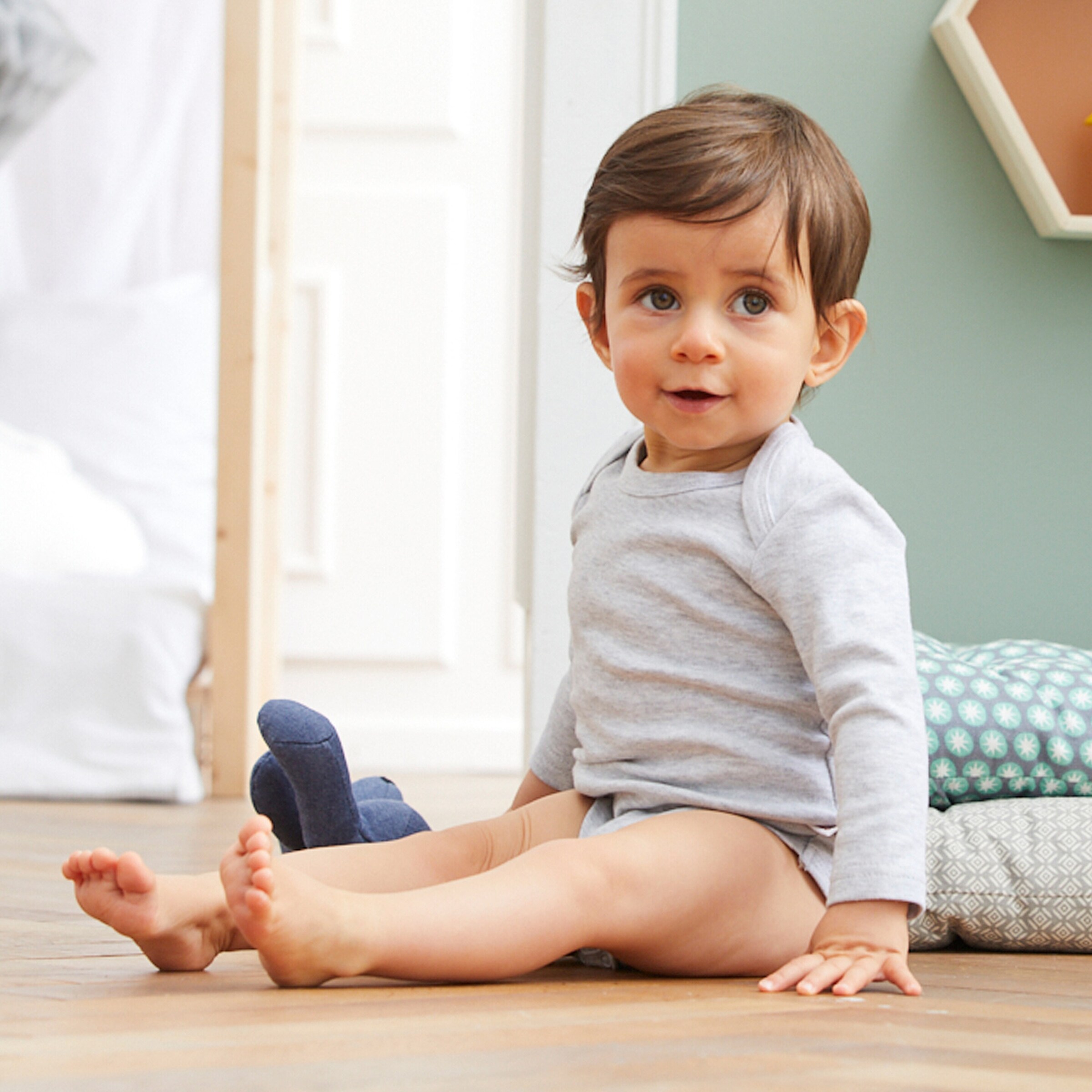 Bornino - Lieblinge 2er-Pack Bodys langarm grau