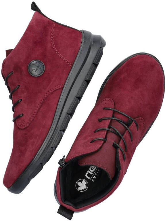 Rieker gevoerde nubuck veterboots bordeauxrood