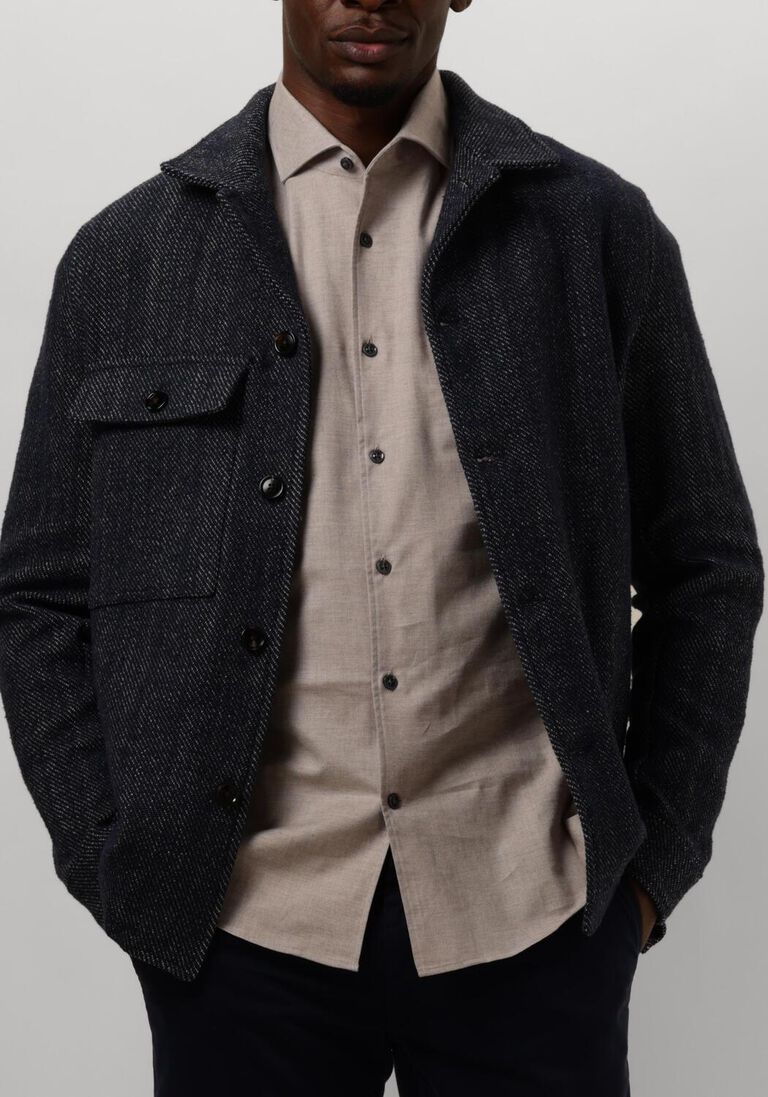 donkerblauwe profuomo overshirt overshirt twill n