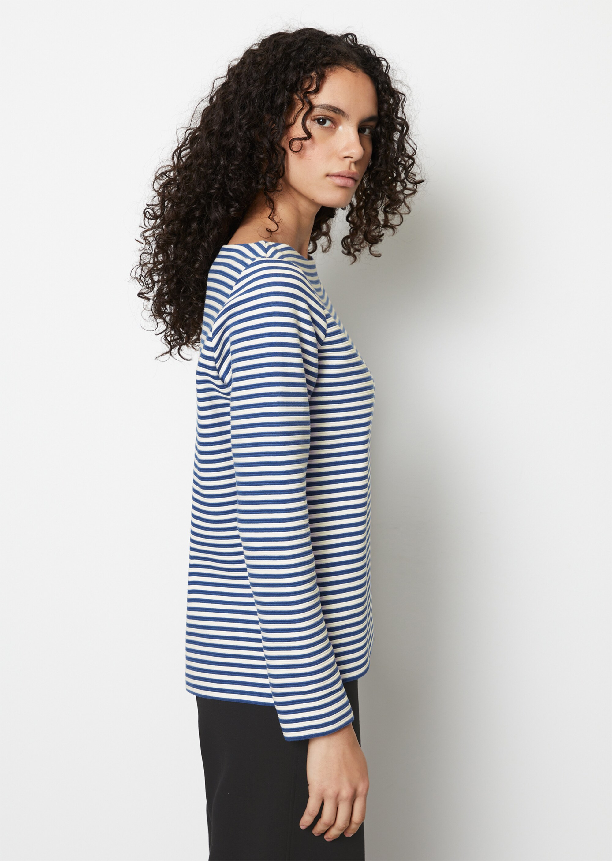 Streifen-Longsleeve regularaus Ottoman-Jersey