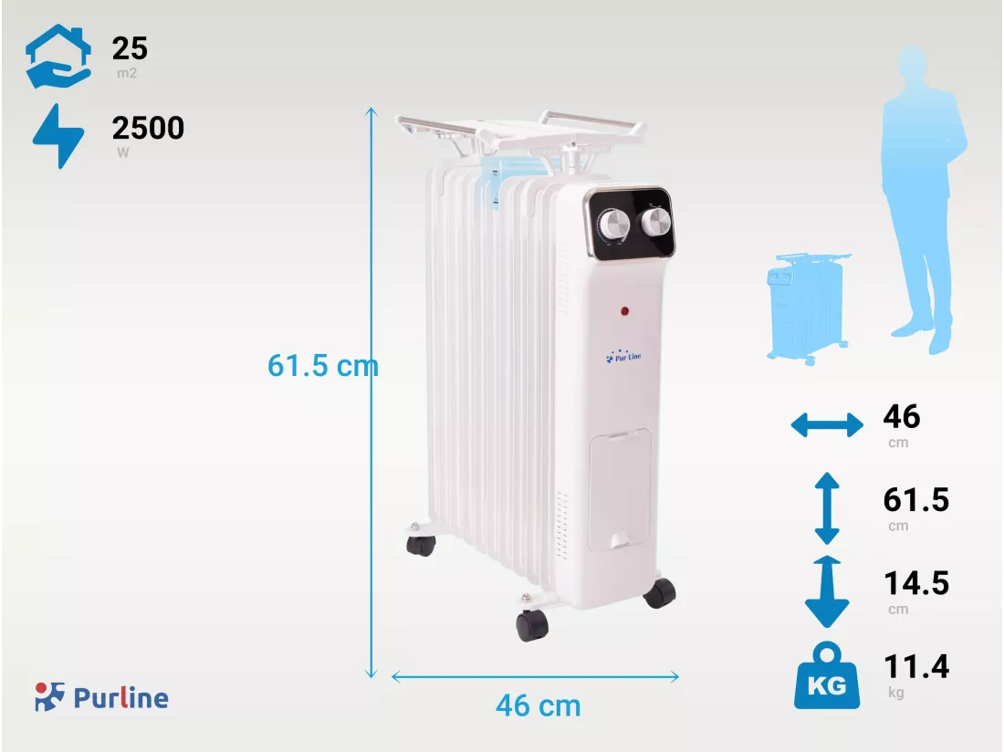 Radiateur d'huile blanc avec réservoir d'humidification