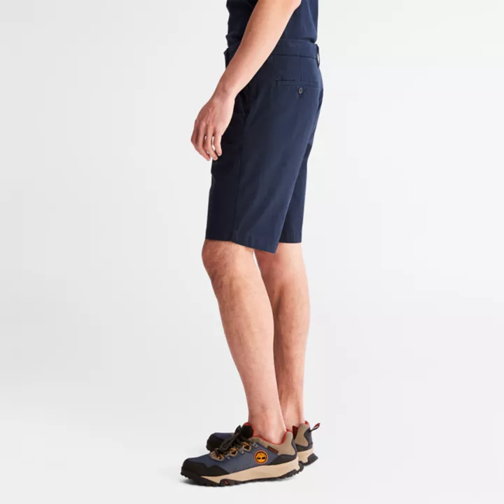 Short chino en sergé extensible pour homme en bleu marine