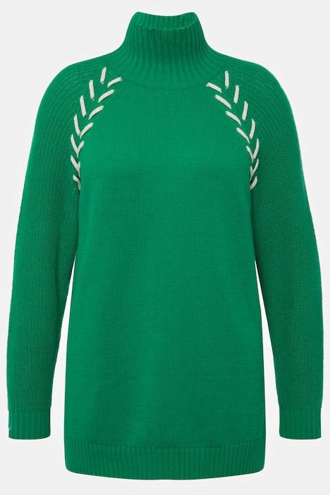 Pullover, Schmuckbänder, Stehkragen, Langarm
