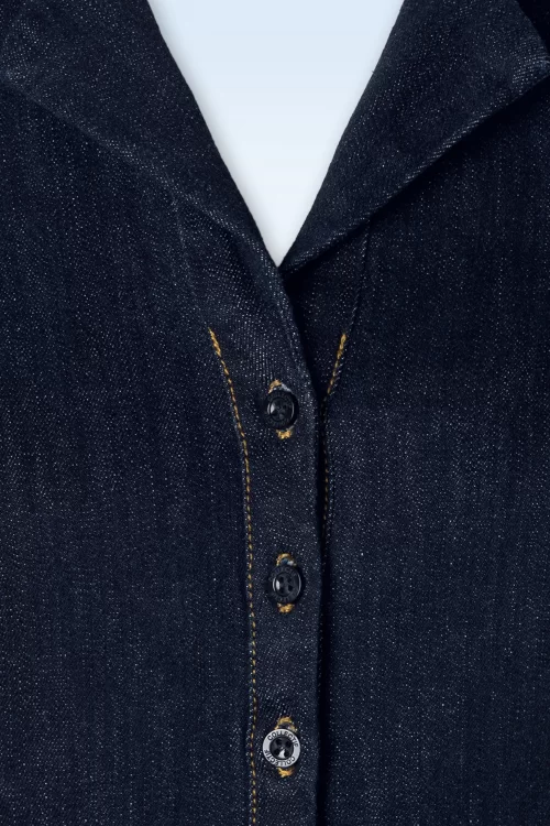 Collectif Clothing Caterina denim pencil jurk in blauw