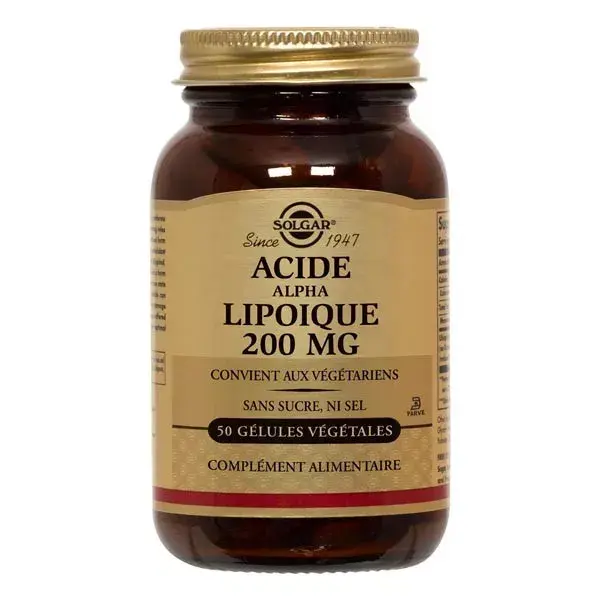 Ácido Alfa Lipóico Solgar 200mg 50 Cápsulas Vegetais