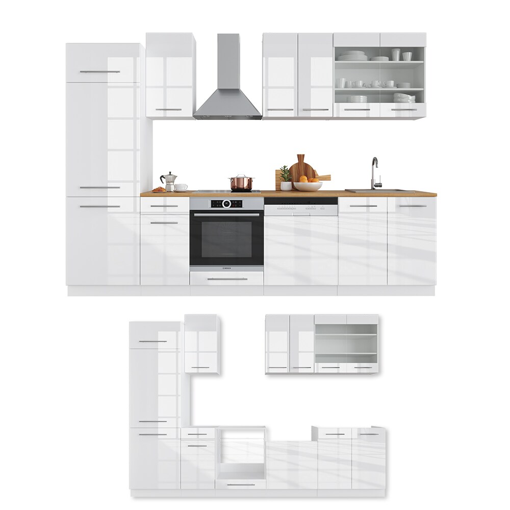 Vicco Küche Fame-Line 240 cm Küchenzeile Küchenblock Einbau Hochglanz