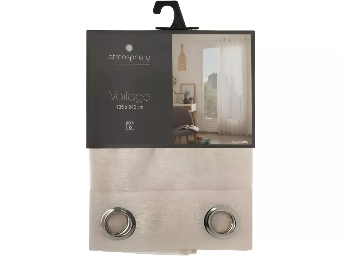 Voilage à œillets Beige Lin 135 x 240 cm