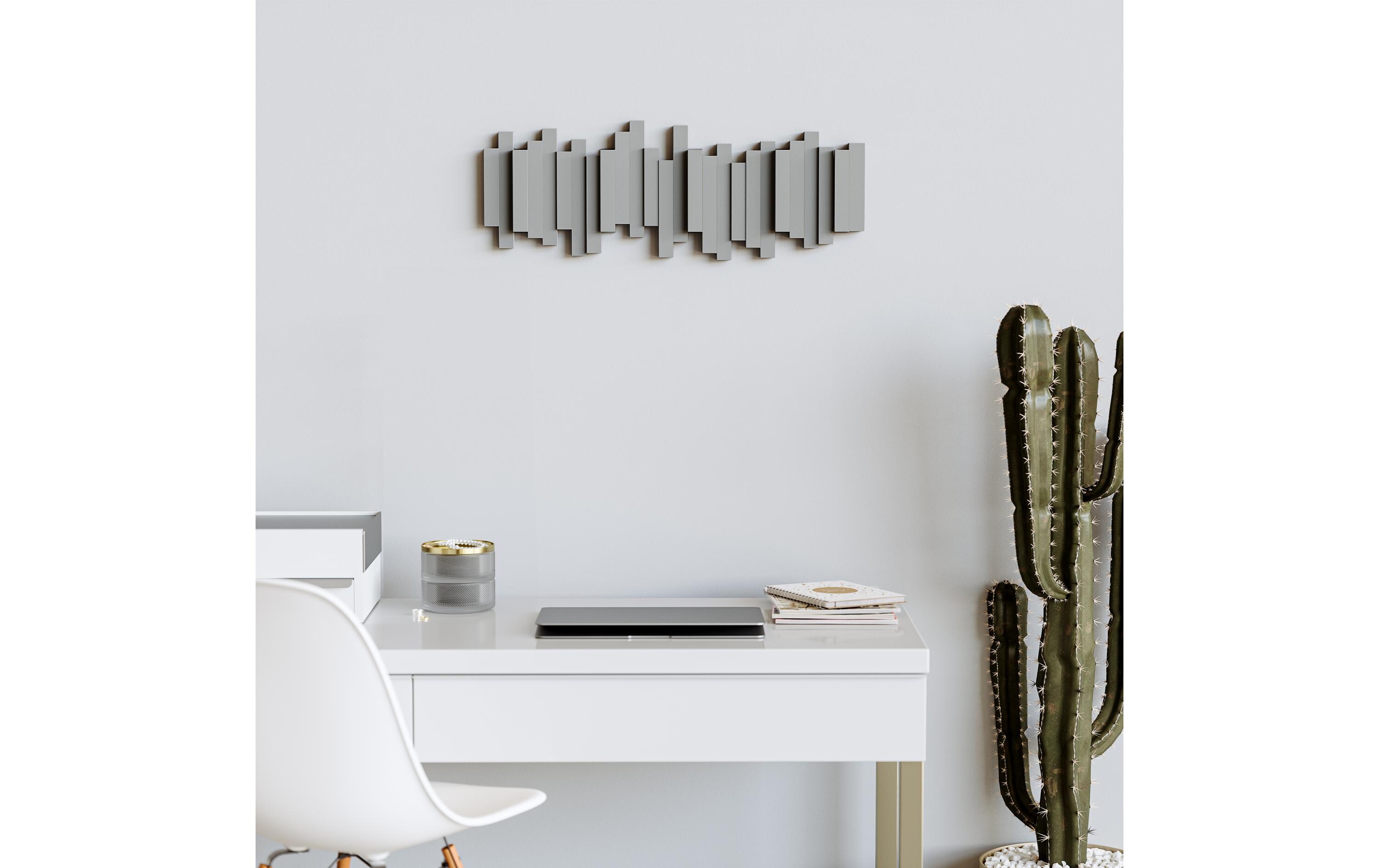 Wandgarderobe Sticks GrauGarderobenleiste mit 5 beweglichen Haken