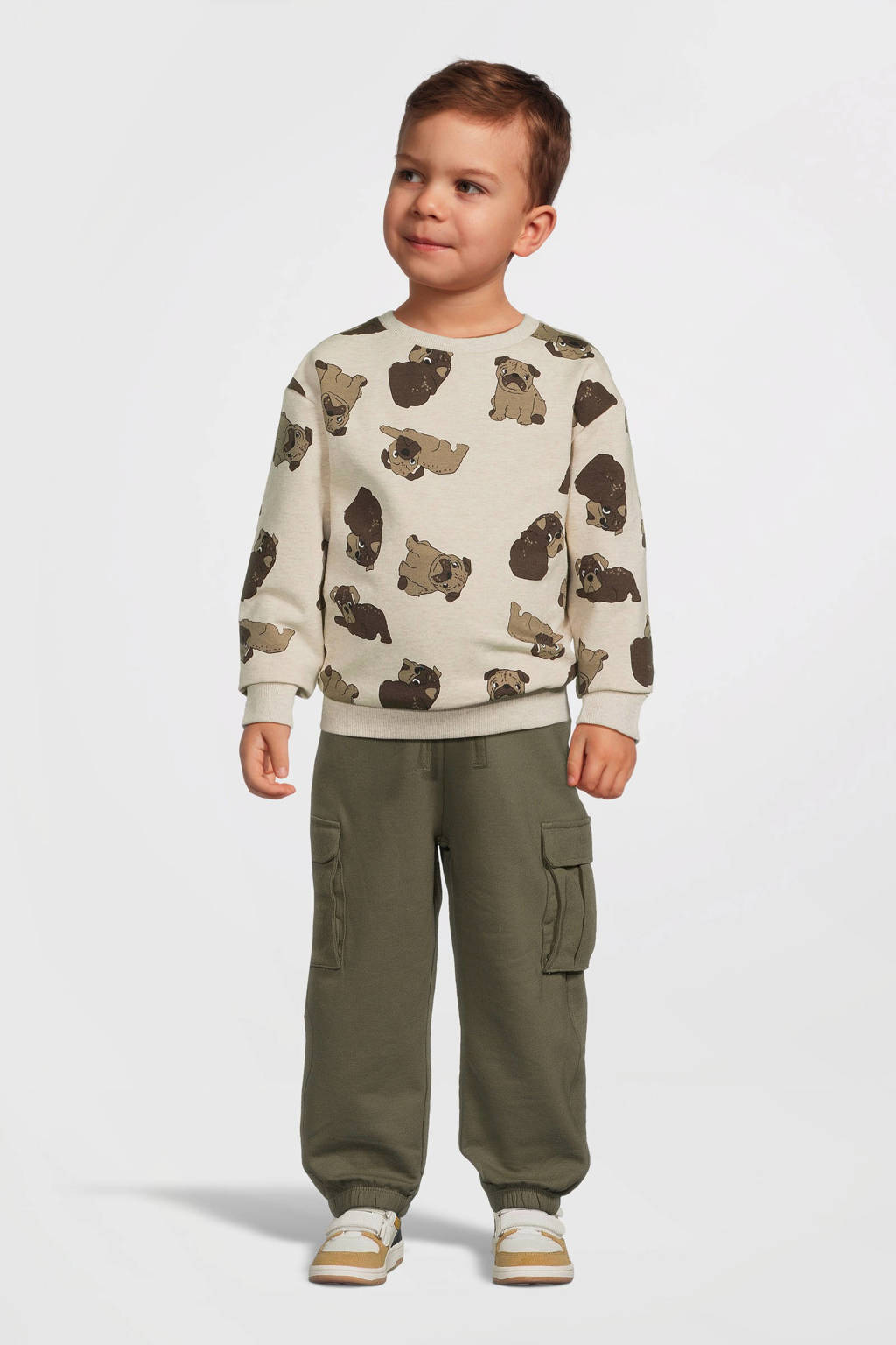NAME IT sweater NMMRASMUS met all over print ecru melange