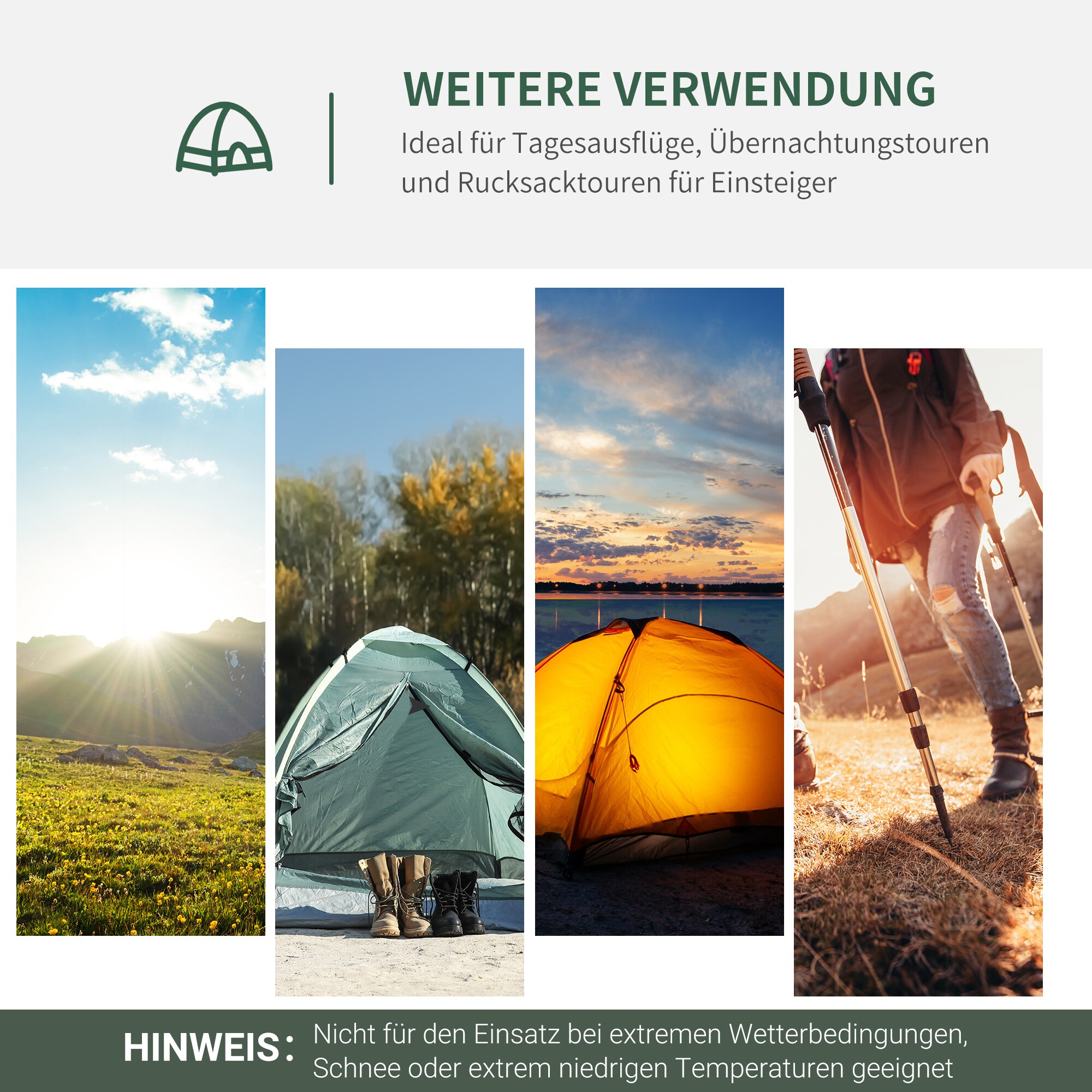 Outsunny Campingzelt mit Meshfenster grau 350L x 220B x 145H cm