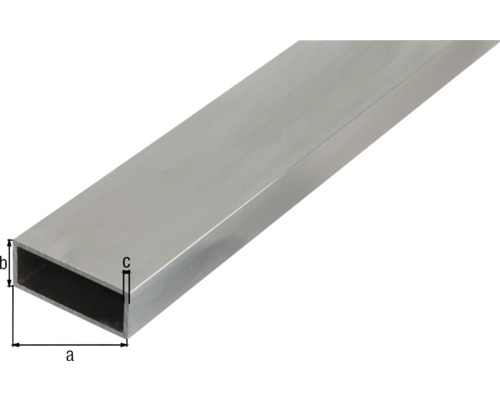Rechthoekige aluminium buis, natuurlijke afwerking, 50x20x2 mm, 2 m