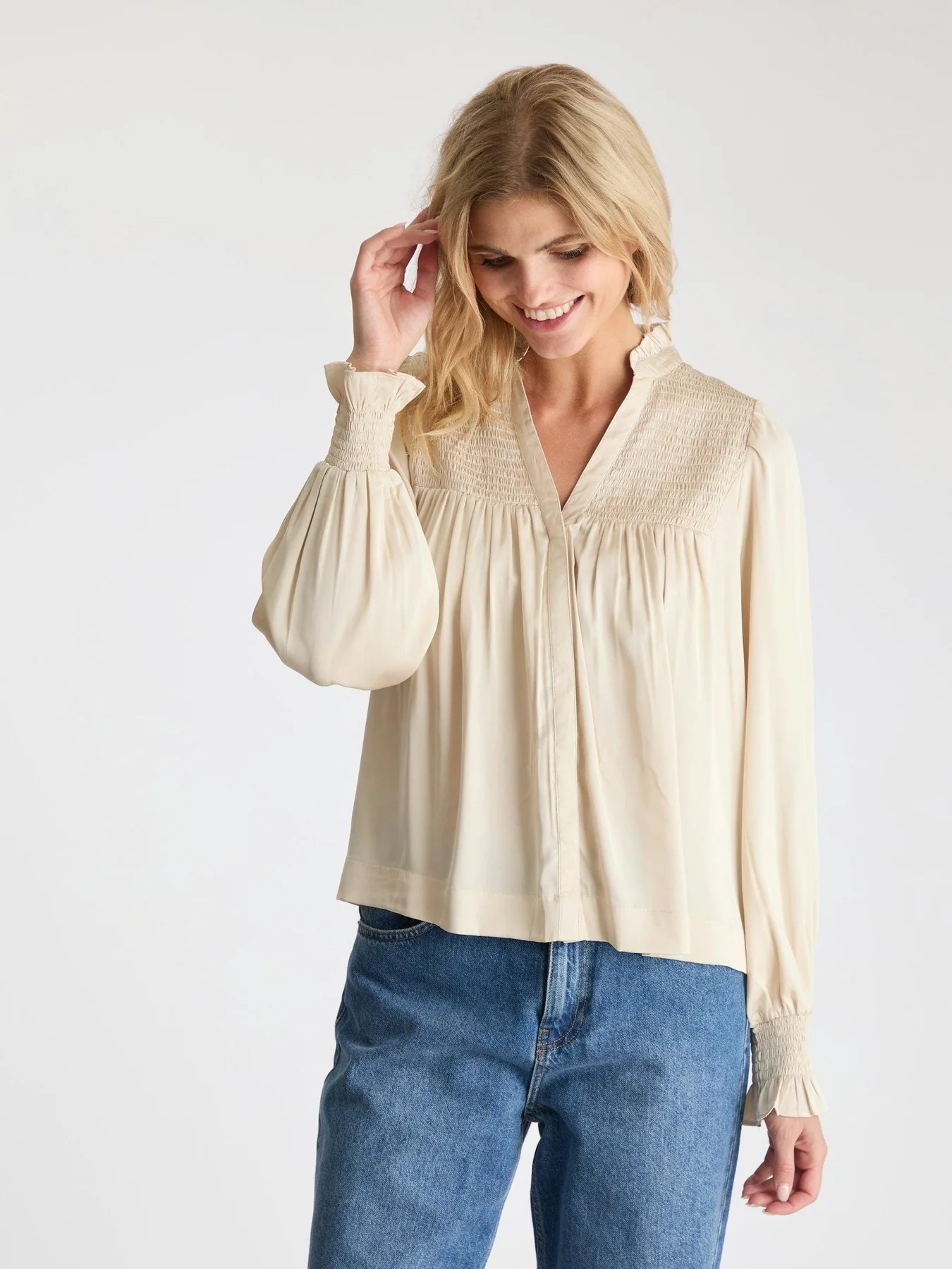 Neo Noir Jill Smooth Satin Blouse