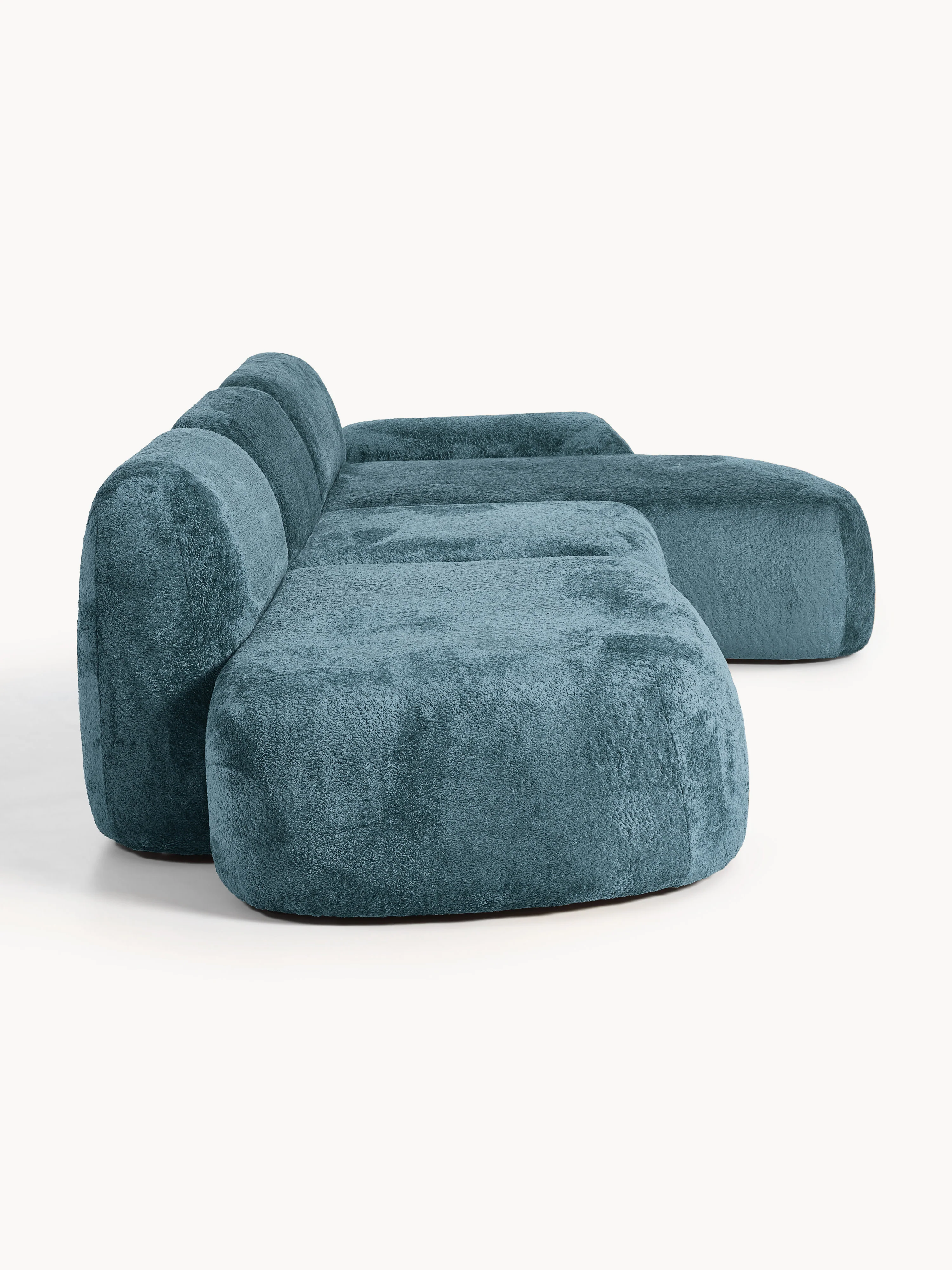 Modulaire teddy-bouclé hoekbank Wolke (4-zits) met chaise longue