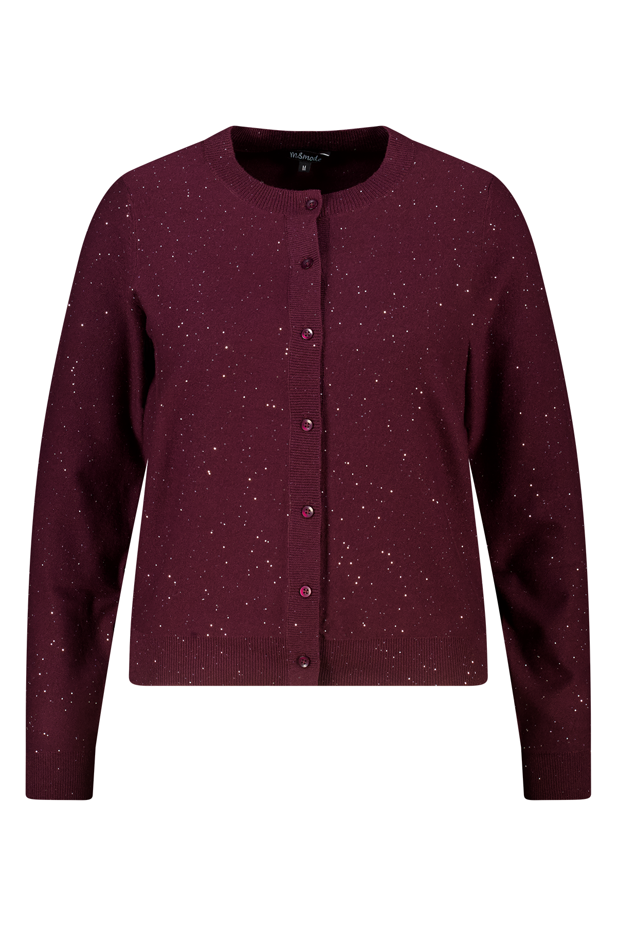 Fijn gebreid vestje met mini pailletten Bordeaux