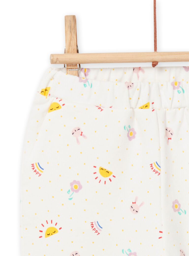 Jogging écru à pois et imprimé fantaisie bébé fille