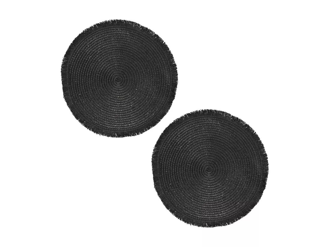 Lot de 2 sets de table rond 38 cm CIRCULO noir