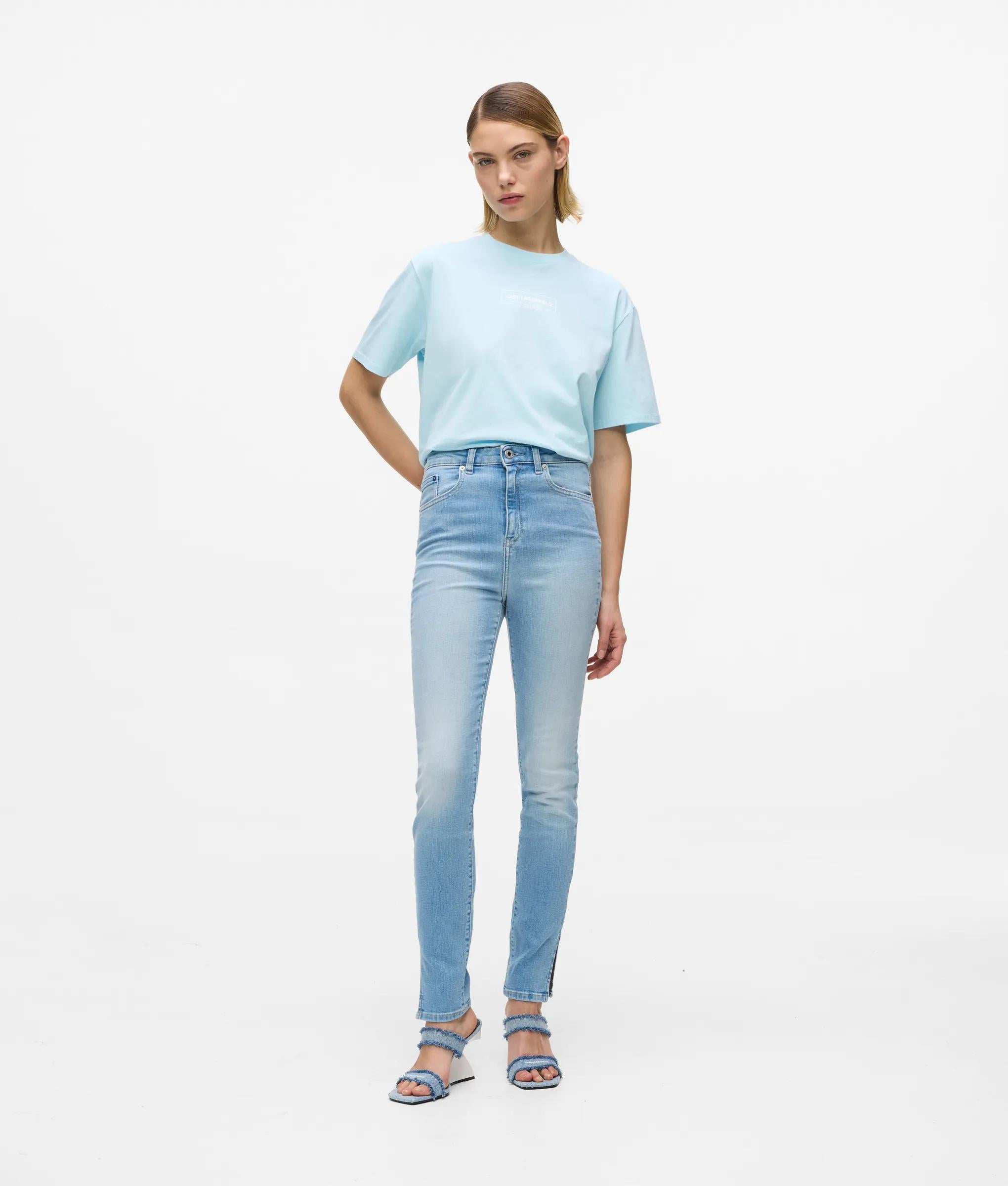 Waverly twin strap denim hak sandalen