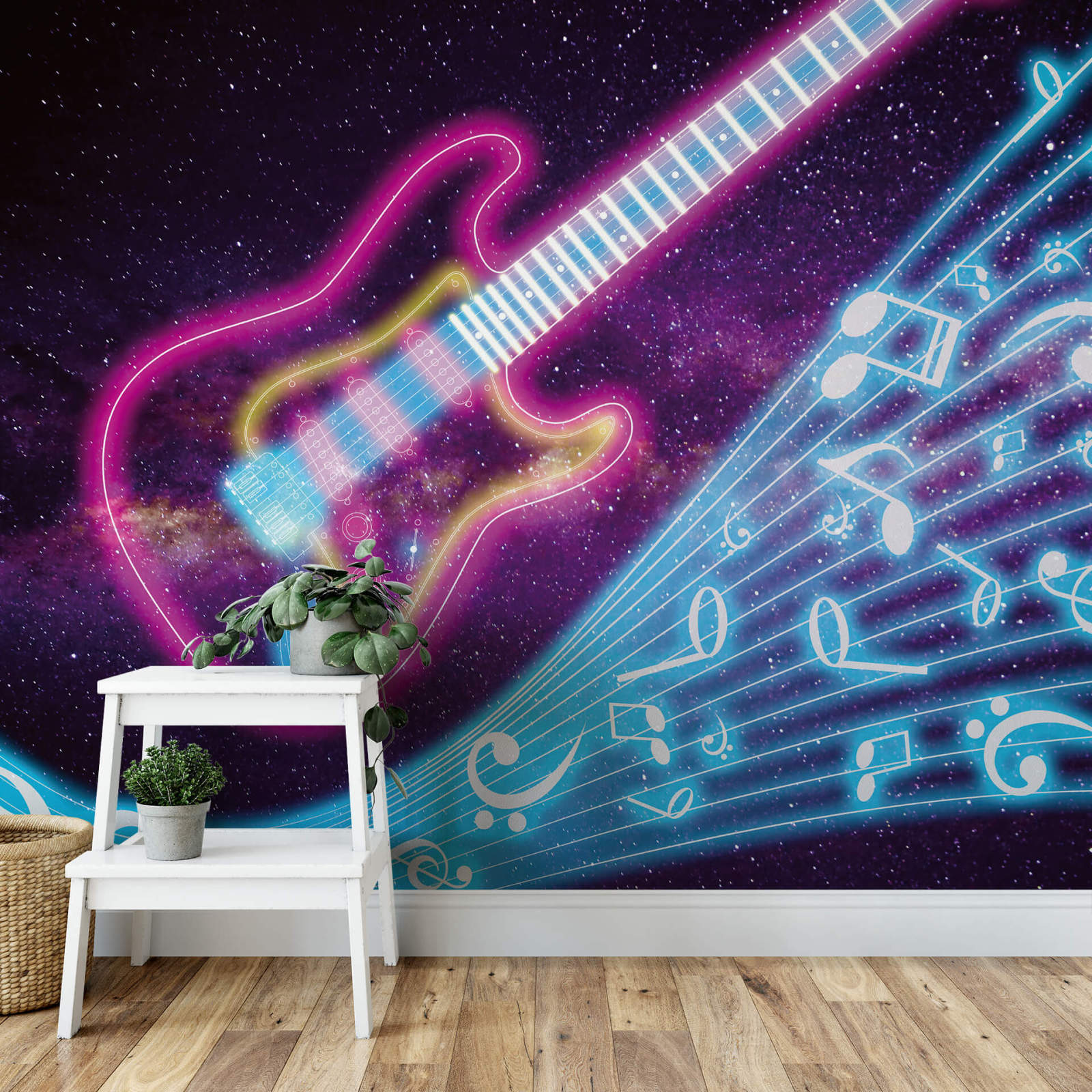 Fototapete DESIGNWALLS 2.0 - lila-türkis - Gitarre - 2,6 Meter