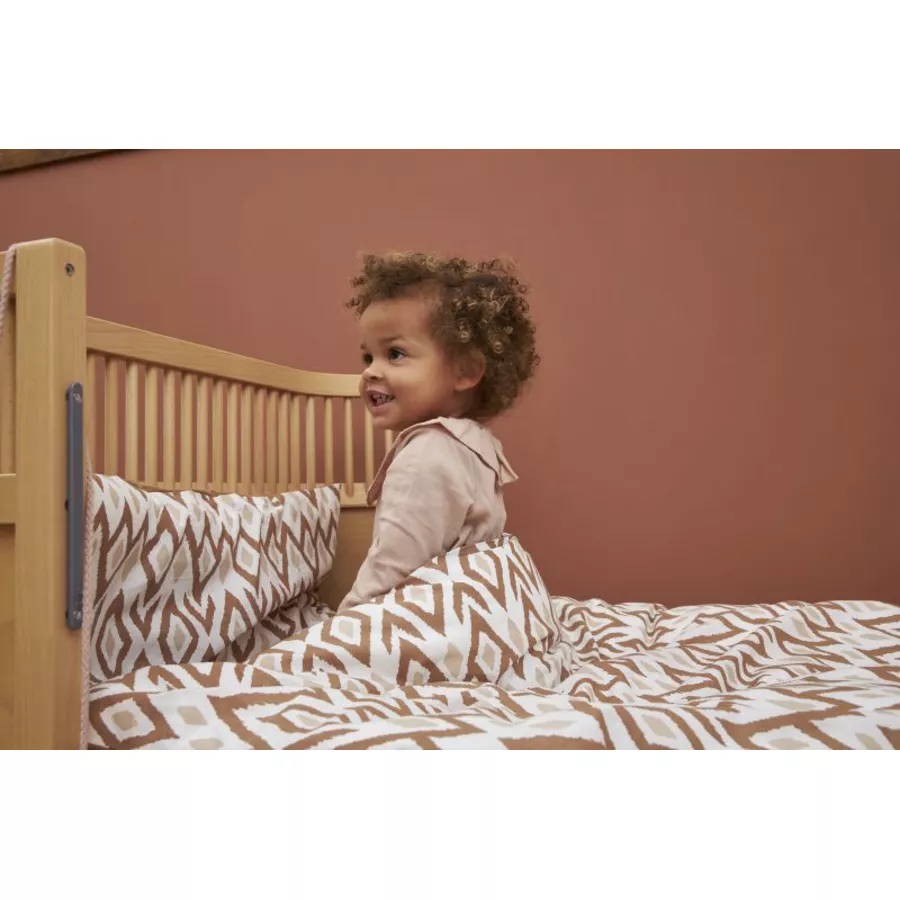 Meyco Bettwäsche Kinderbett 100 x 135 cm Ikat Sand  Uni Toffee