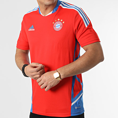 Maillot De Foot A Bandes FC Bayern Munich Pro HU1276 Rouge Bleu