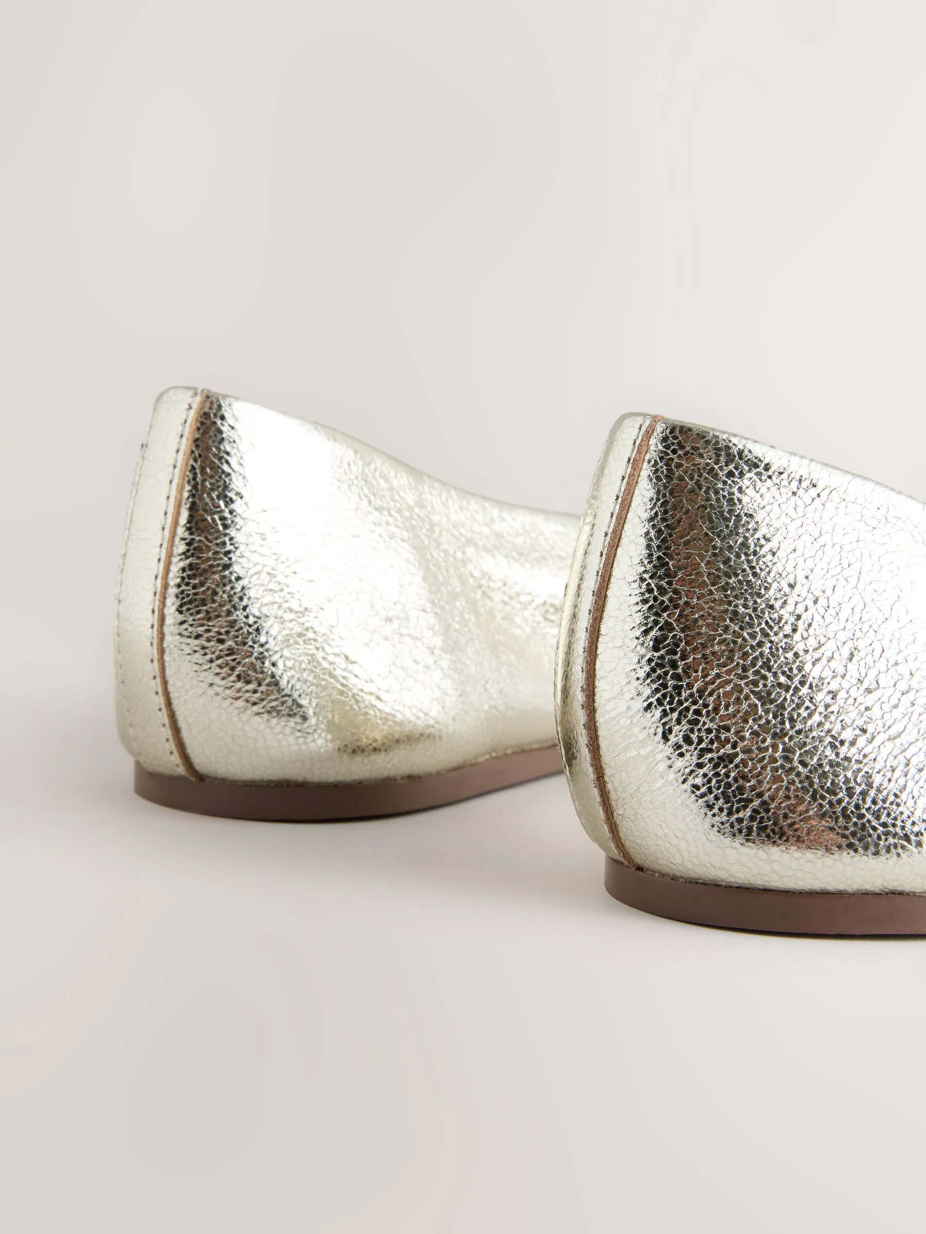 Goud - Leren ballerina met ronde neus