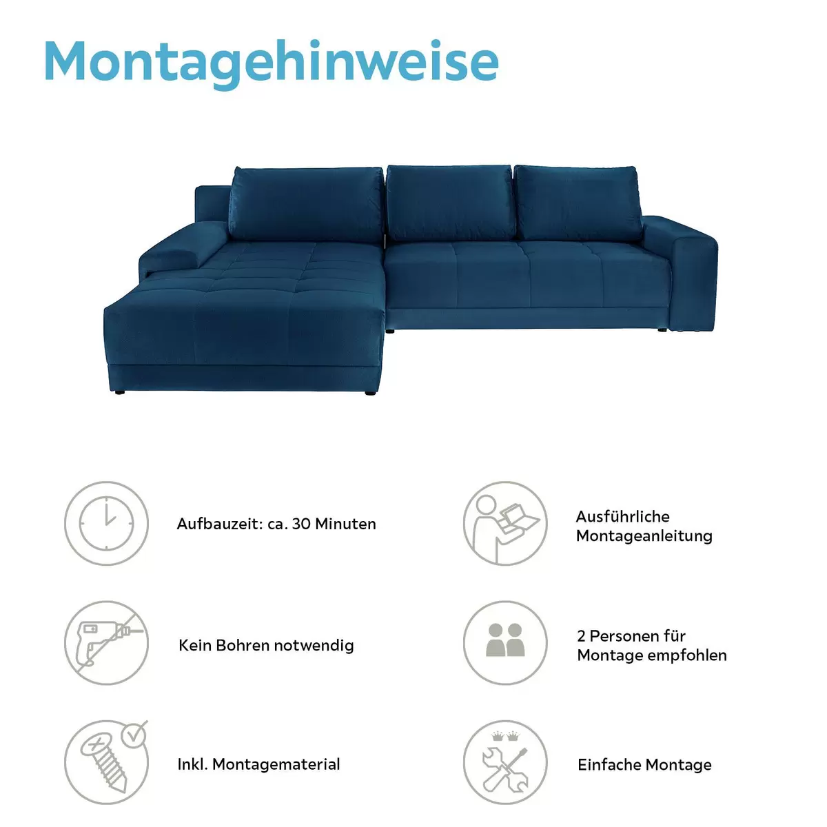Ecksofa Adria 246 x 137 dunkelblau