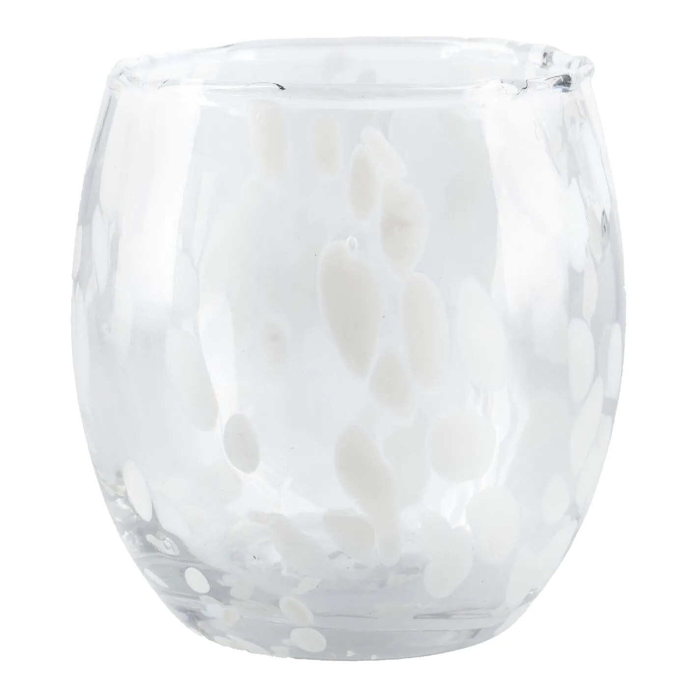 Windlicht Tupfen, bauchig/weiß, 12 cm