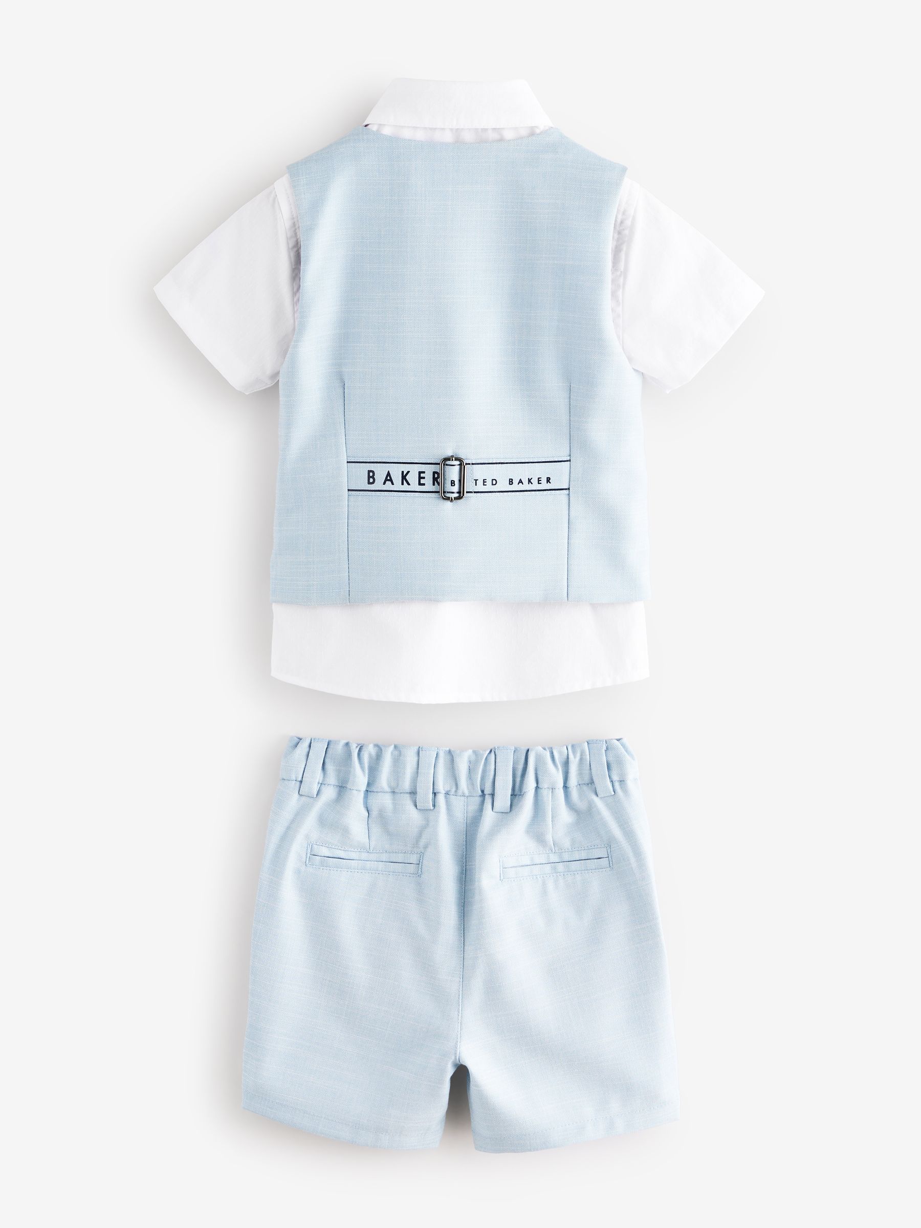 Baker by Ted Baker blauwe set van overhemd, gilet en short