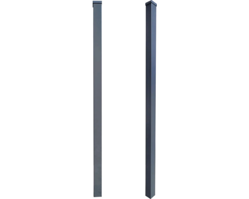 Aluminium schuttingpaal 6 x 6 x 160 cm voor schuttinghoogte 100/110 cm inclusief paalkap voor inbetonneren, 1 stuk, antraciet