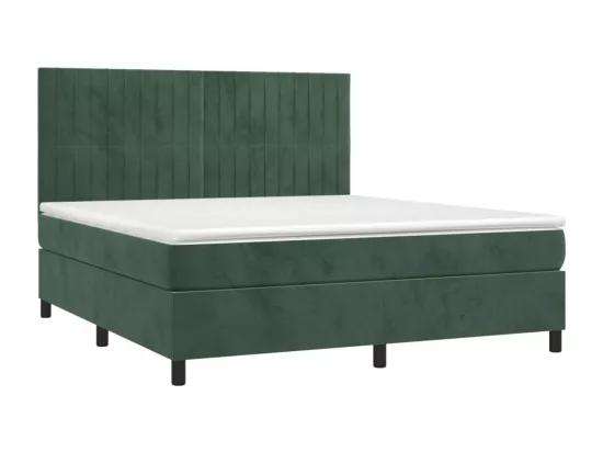 Sommier tapissier matelas et LED Vert foncé 160x200 cm Velours