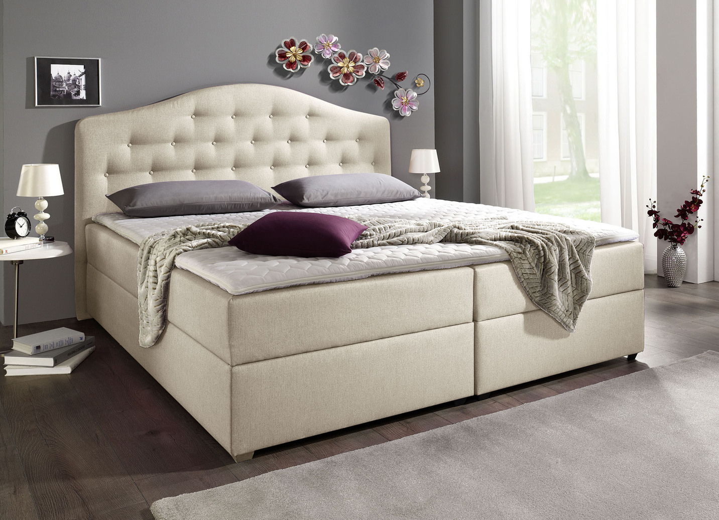 Boxspringbett mit Bettkasten und Kaltschaumtopper