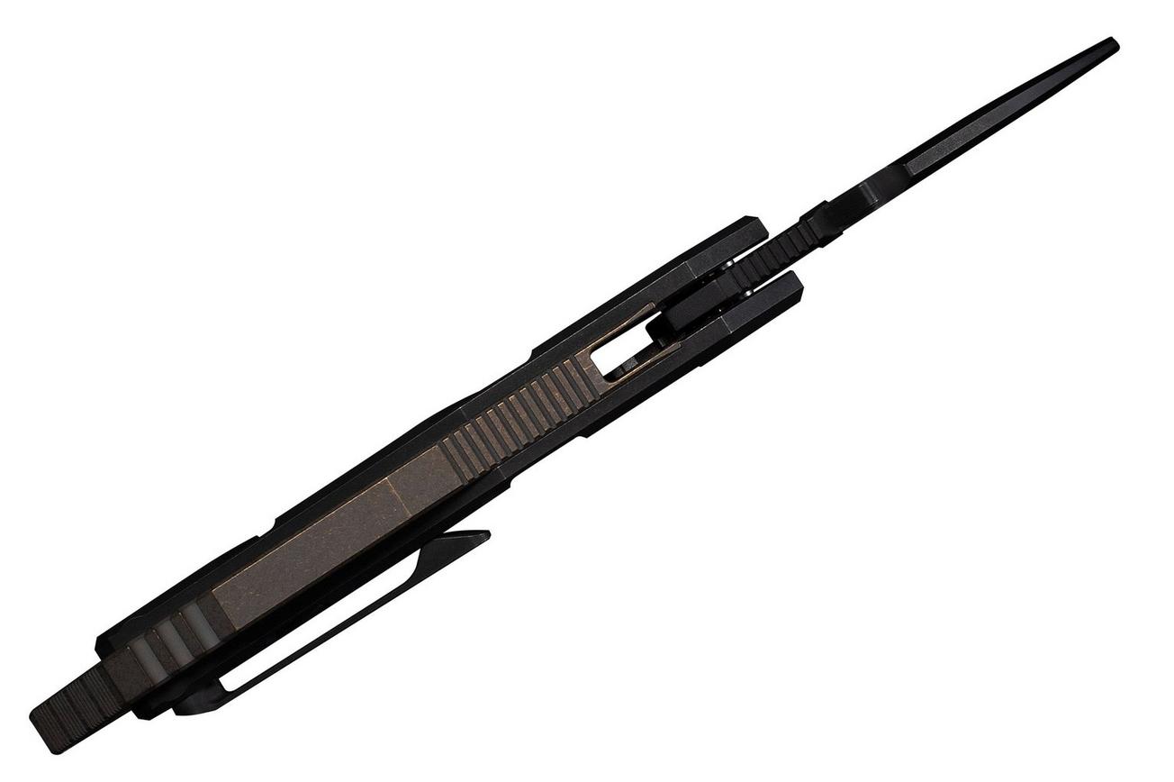 WE Knife Tayra WE24069-1 Blackwashed Bevels Black Brushed Flats Bohler M390, Black Titanium, zakmes