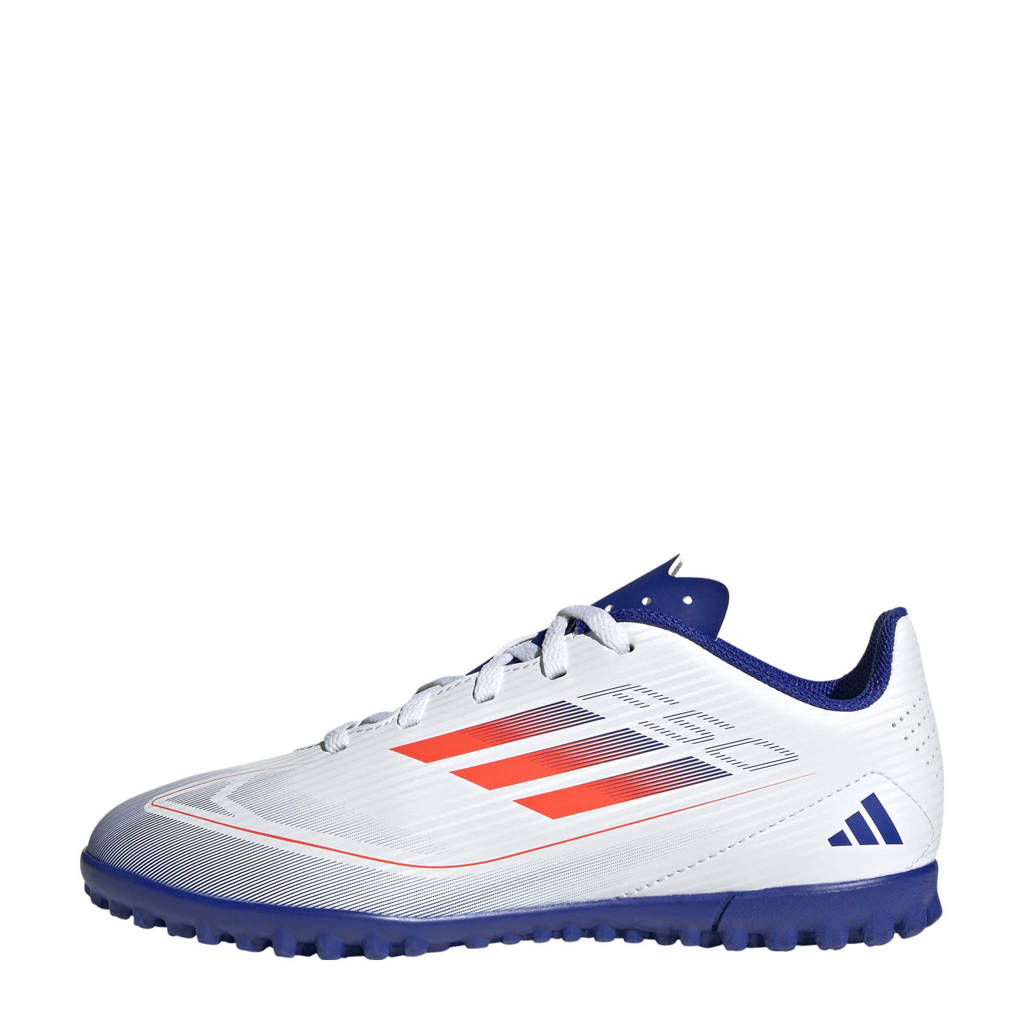 adidas F50 Club junior voetbalschoenen wit/rood/kobaltblauw