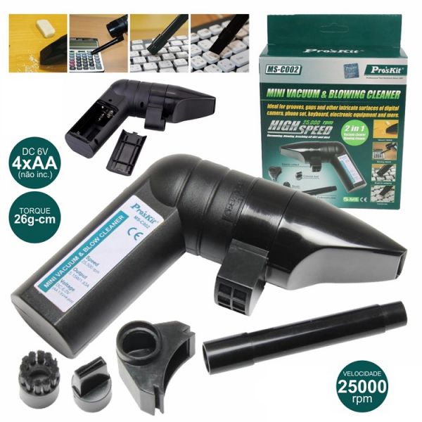 Pro's Kit Mini Aspirador Portátil A Pilhas 6v 25000rpm