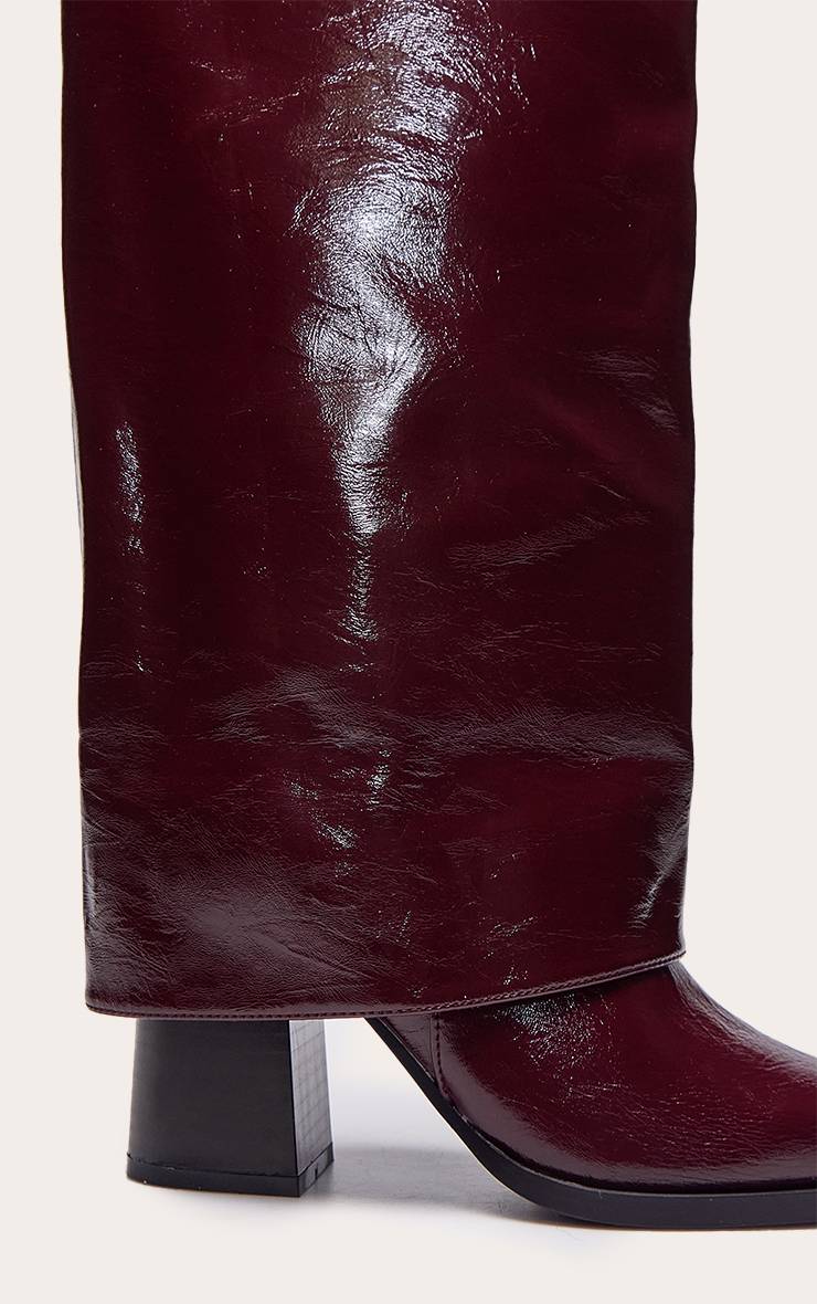 Rouge Bordeaux Botte À Talon Bloc Rabattable Effet Synthétique Naturel