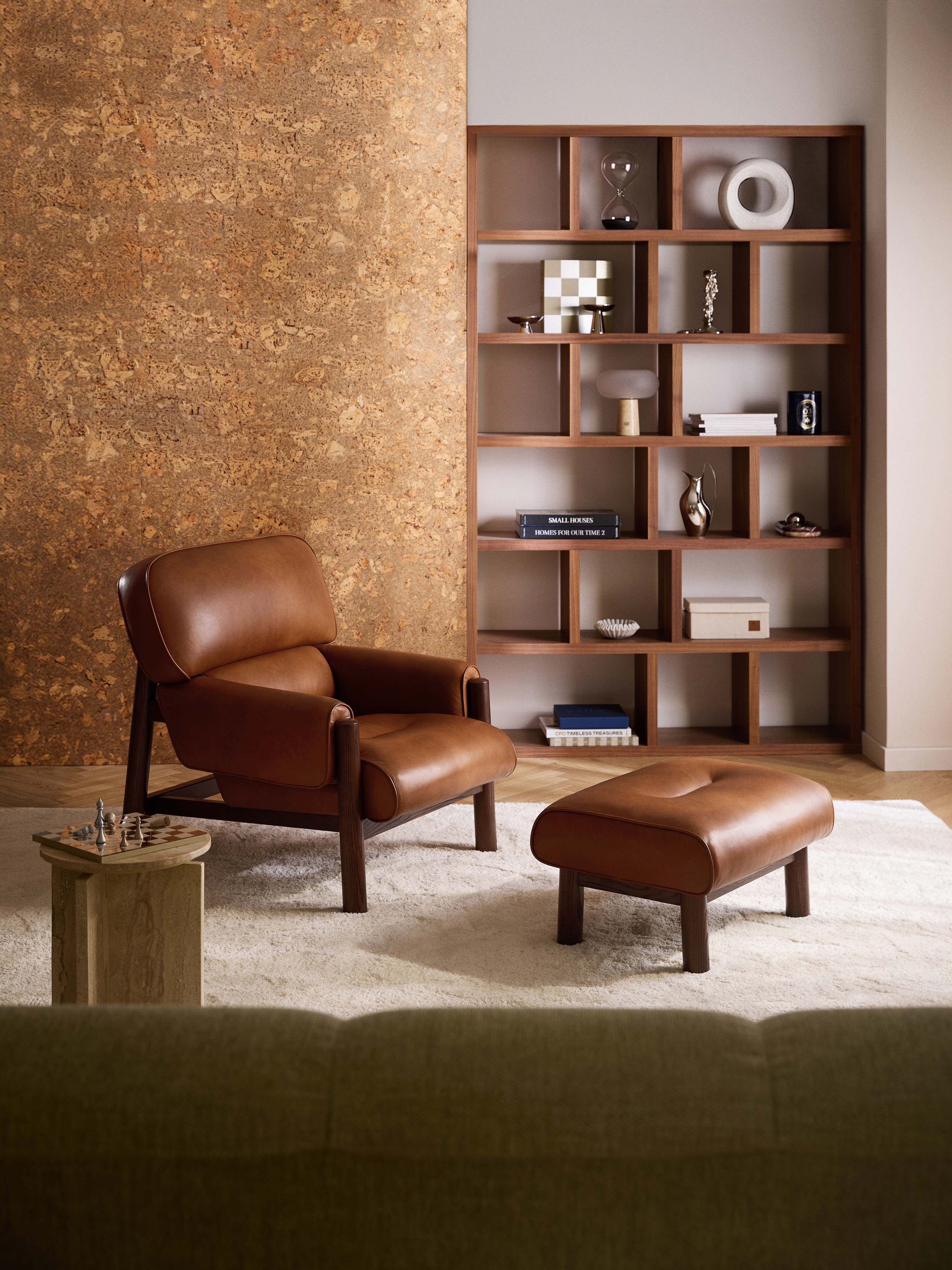 Leren loungefauteuil Calum