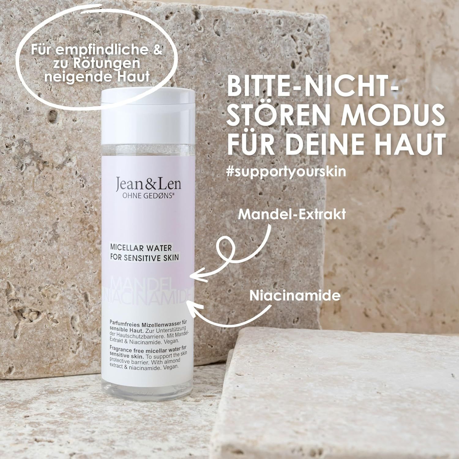 Jean & Len Parfumfreies Mizellenwasser Mandel & Niacinamide