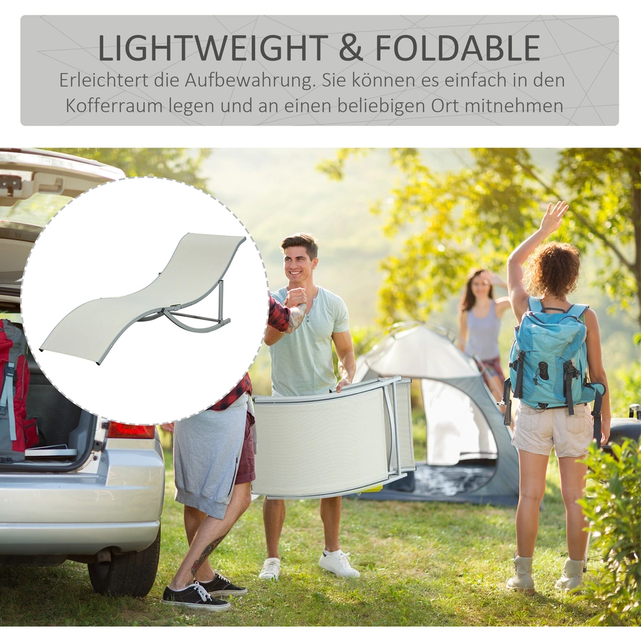 Outsunny Gartenliegen 2er Set beige